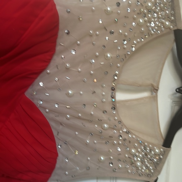 A Macy’s dress.  Never worn, Size 13 Junior.  Pearl Beaded Mesh. - Picture 3 of 4
